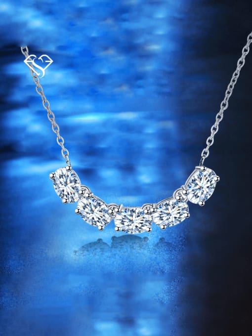 0.5CT [Mosan diamond] 925 Sterling Silver Moissanite Geometric Dainty Necklace
